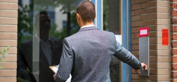 Bailiff Debt Collector Touching Doorbell. Confiscation And Seizure.